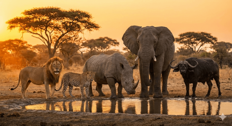 Big 5 African Safari animals